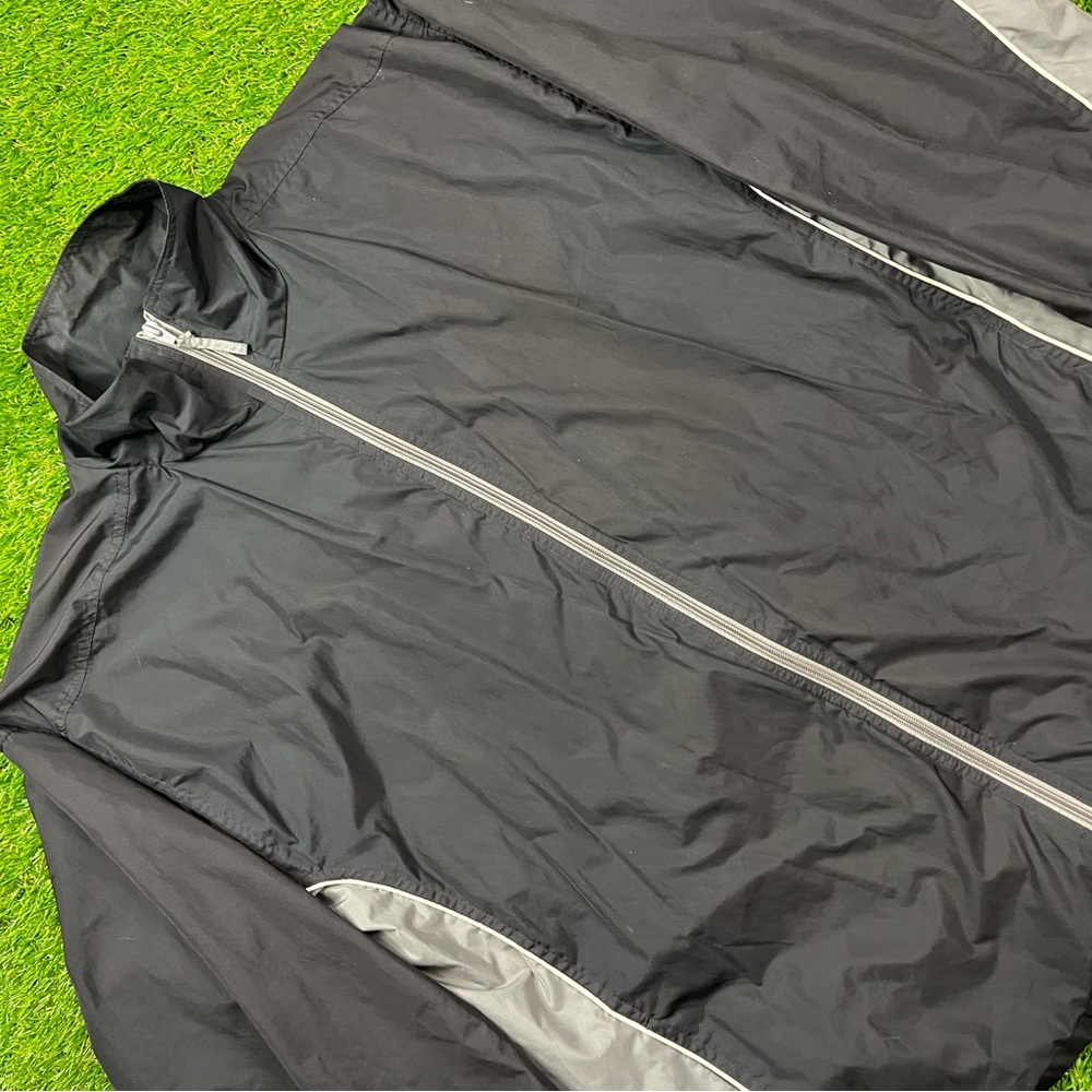 Athletech Black and Gray Windbreaker‎ Hooded Jacket